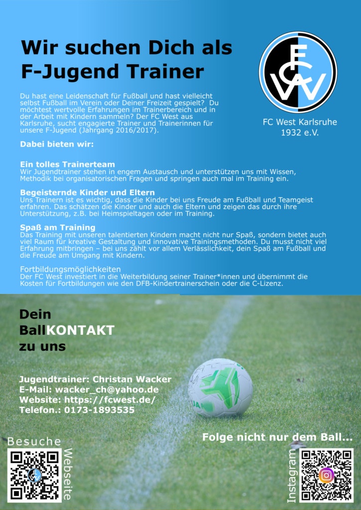 Trainerinnen und Trainer für F-Jugend gesucht